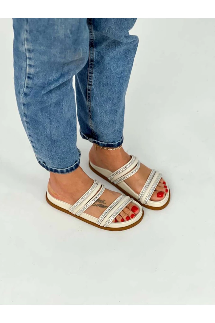 Rasteira Birken KVentura Amsterdã  Off white