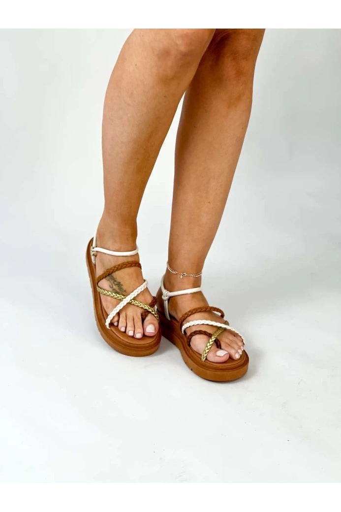 Sandalia Kventura Porto 15911  Carvalho/blush/ouro
